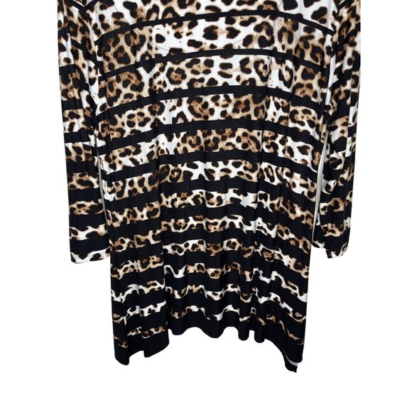 Ruby Rd Leopard Stripe Long Sleeve Top M Black Brown Sequin Detail Animal Print - Picture 11 of 12